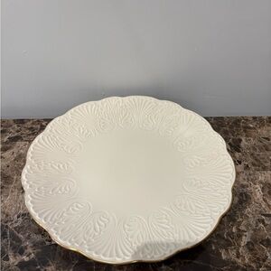 Lenox Elegant Cream Ceramic serving Plate with Gold Trim